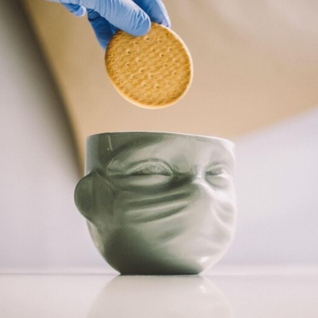 Hand Crafted Face Mask Up Porcelain Coffee Mug - MAIA HOMES