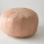 Hand Crafted Genuine Leather Moroccan Pouf Cover Natural