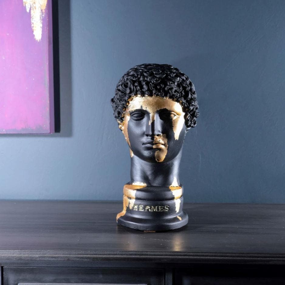 Hand Crafted Gold Gilded Hermes Bust Statue