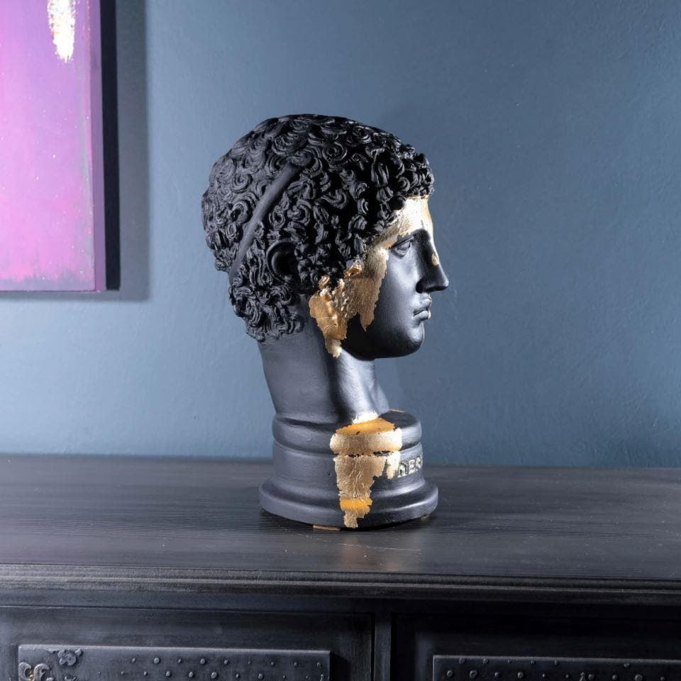 Hand Crafted Gold Gilded Hermes Bust Statue