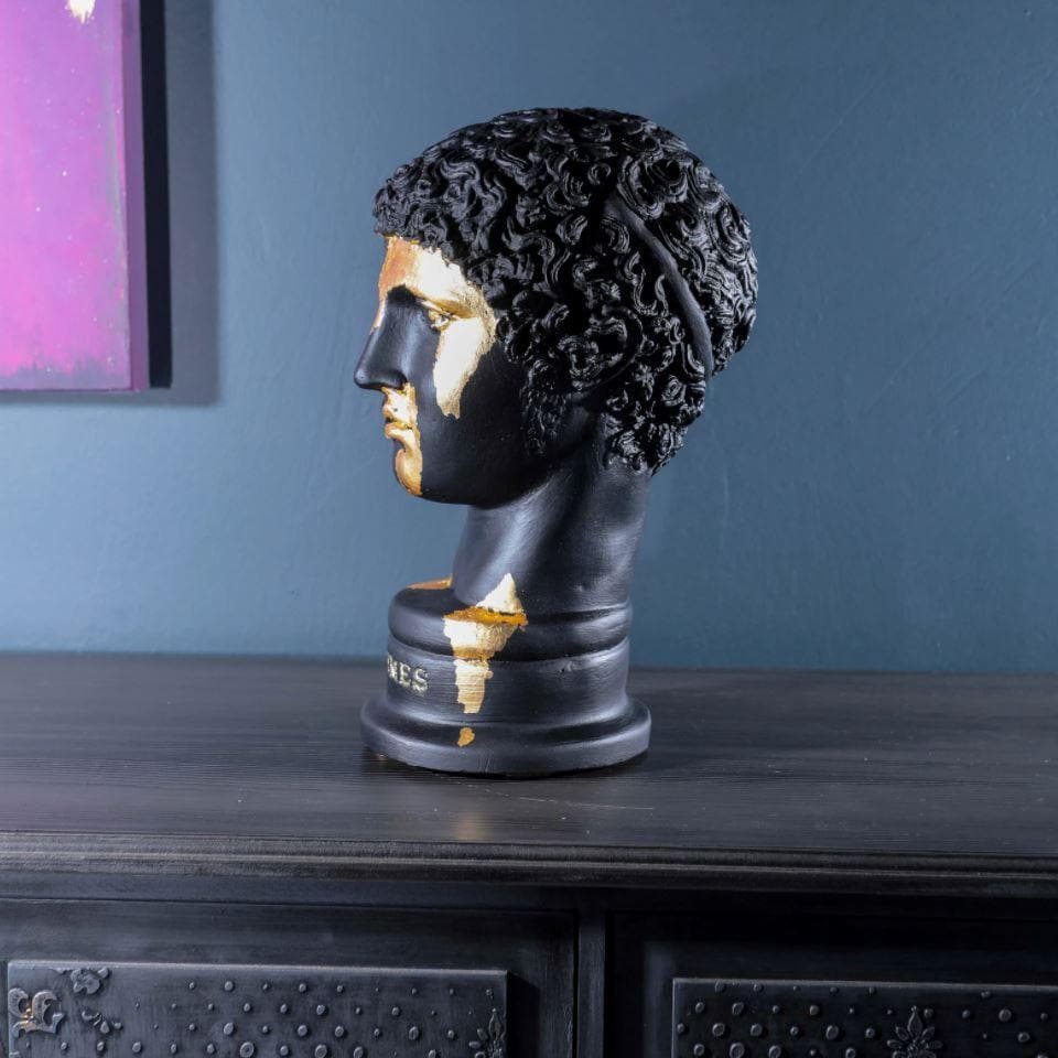 Hand Crafted Gold Gilded Hermes Bust Statue - MAIA HOMES