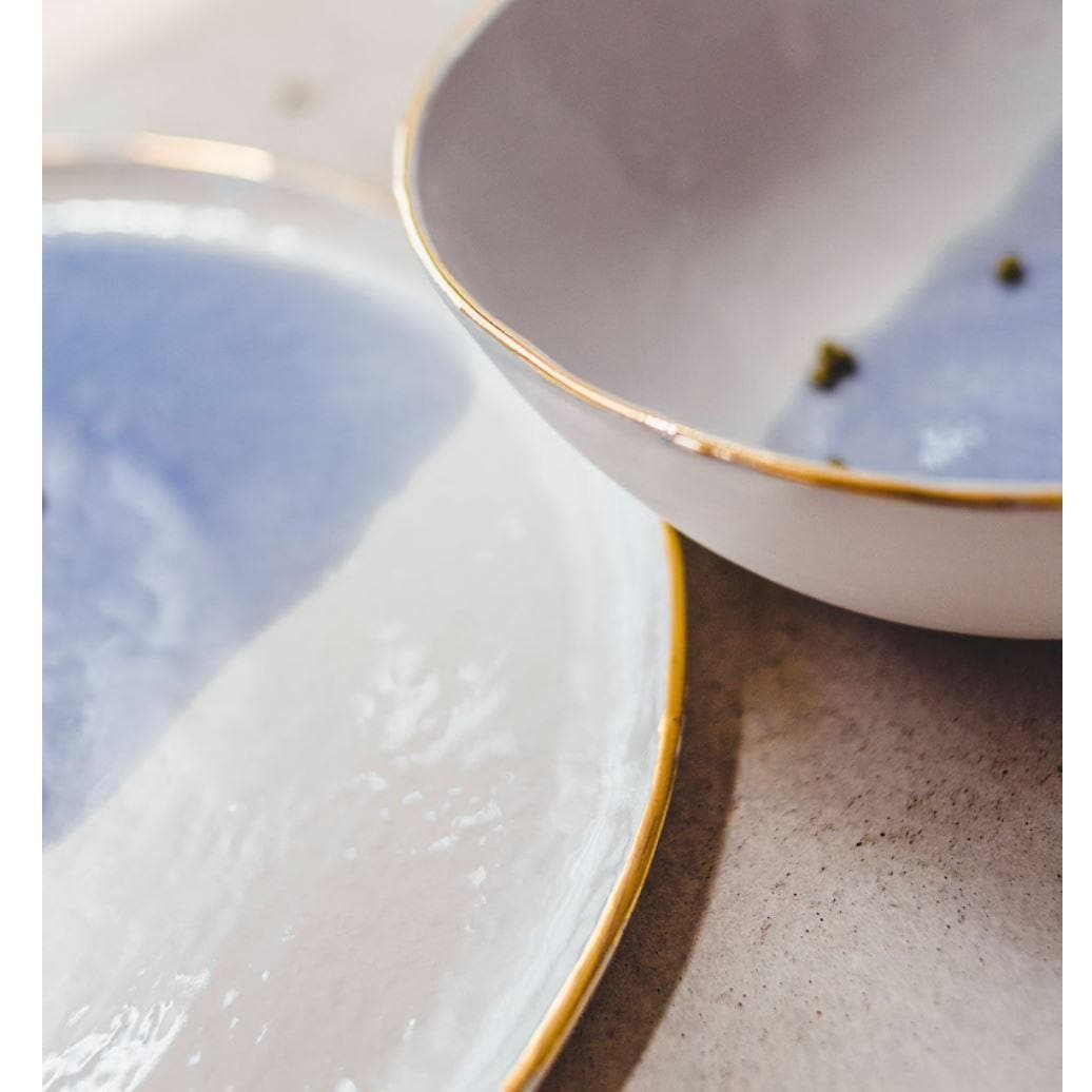 Hand Crafted Gold Trim Porcelain Blue and White Tableware - MAIA HOMES