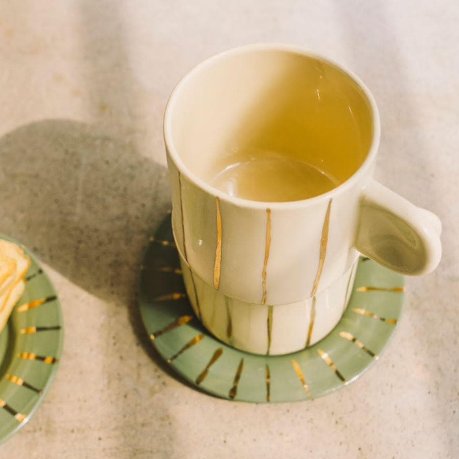 Hand Crafted Golden Lines Espresso Cup & Saucer Set - MAIA HOMES