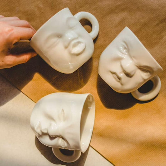 Hand Crafted Kissing Baby Face Porcelain Mug - MAIA HOMES