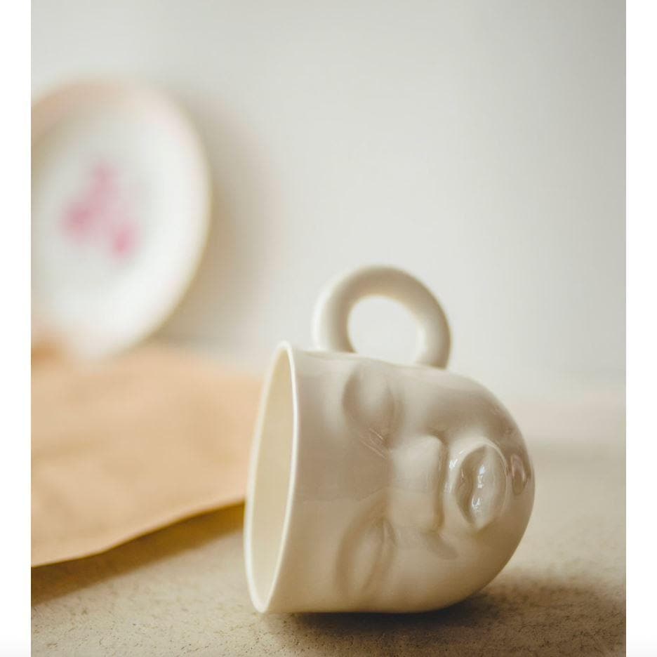 Hand Crafted Kissing Baby Face Porcelain Mug - MAIA HOMES