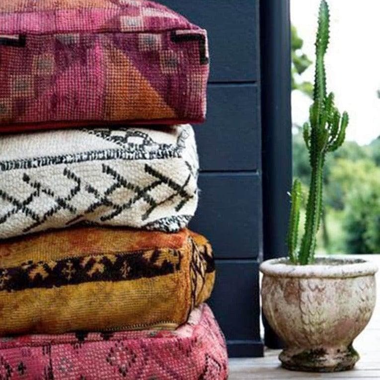 Hand crafted Moroccan Kilim Pouf Cover