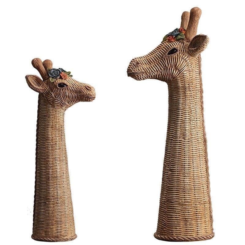 Hand Crafted Rattan Giraffe Head Sculpture