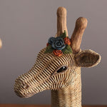 Hand Crafted Rattan Giraffe Head Sculpture