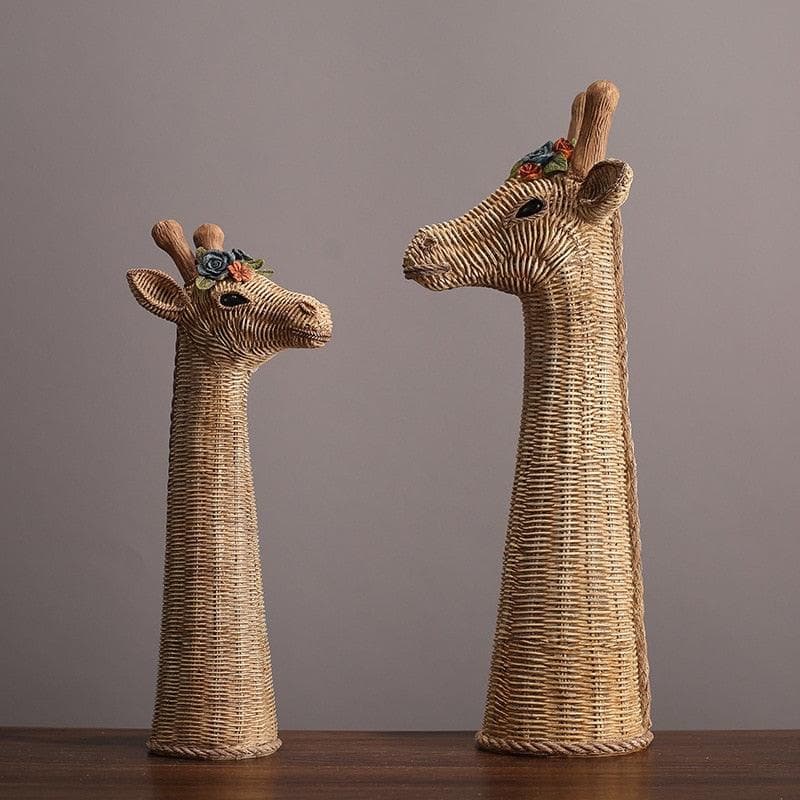 Hand Crafted Rattan Giraffe Head Sculpture L