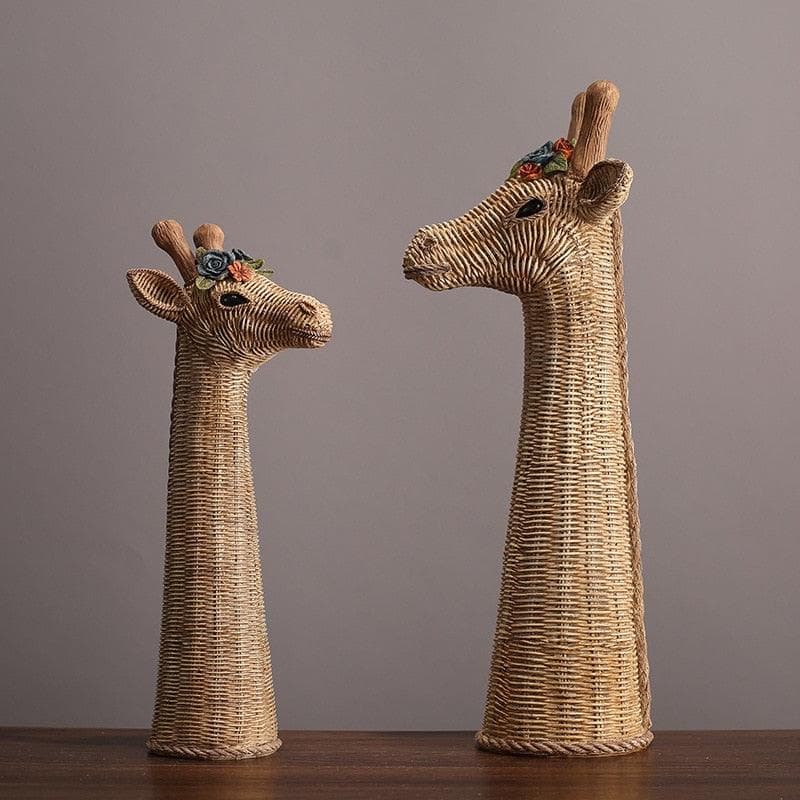Hand Crafted Rattan Giraffe Head Sculpture - MAIA HOMES