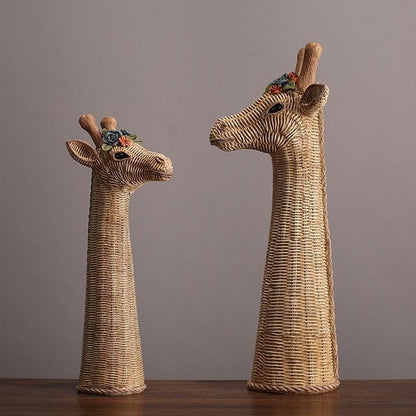 Hand Crafted Rattan Giraffe Head Sculpture - MAIA HOMES