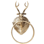 Hand Crafted Solid Brass Wall Deer Head Towel Holder