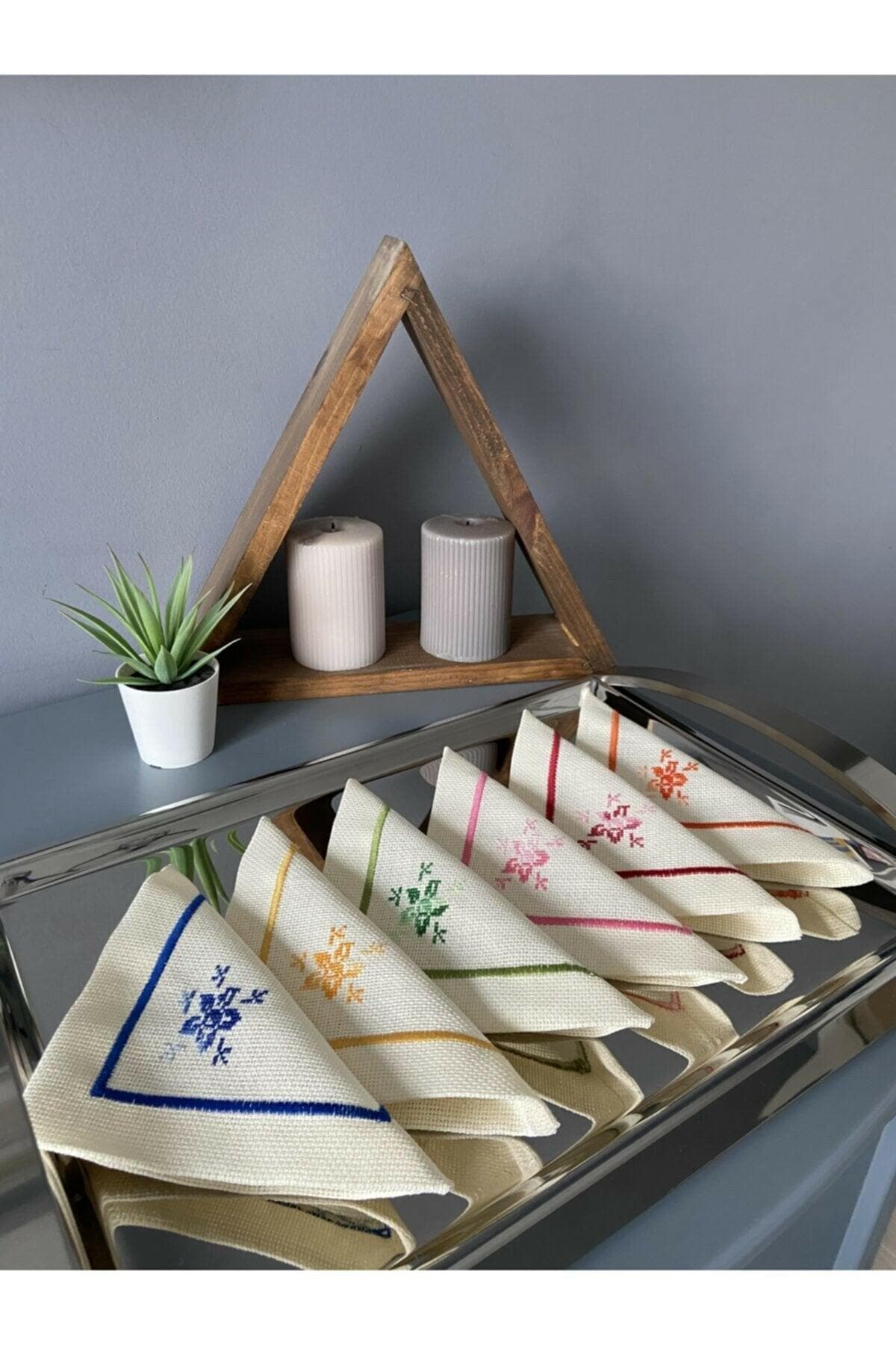 Hand Embroidered Table Cocktail Napkin - Set of 8 - MAIA HOMES