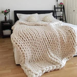 Hand Knitted Merino Wool Chunky Throw Blanket