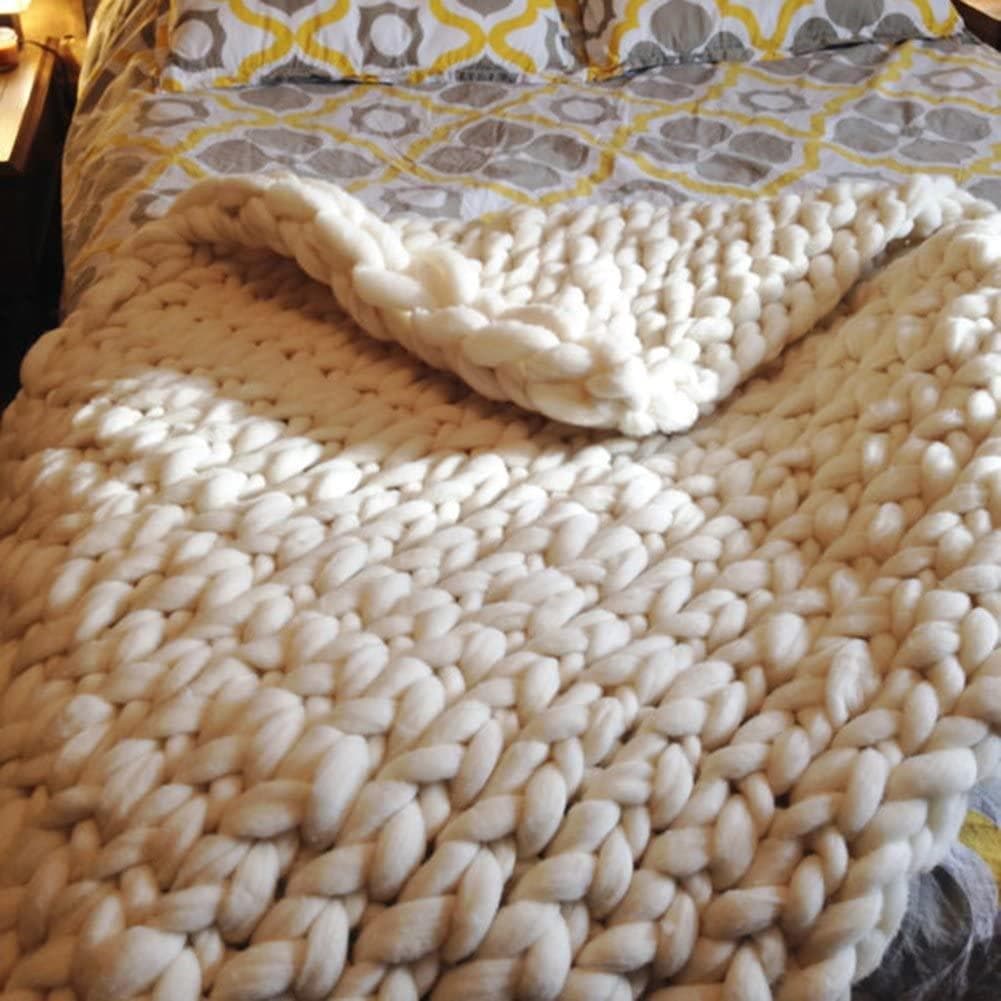 Hand Knitted Merino Wool Chunky Throw Blanket