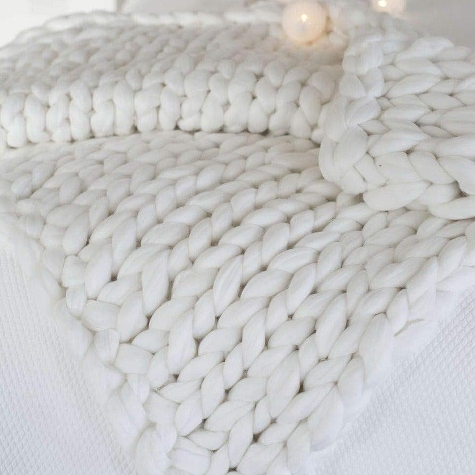 Hand Made Merino Wool Chunky Knit Boho Throw Blanket - MAIA HOMES