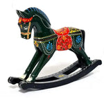 Hand Painted Colorful Wooden Rocking Horse Statue