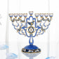 Hand Painted Enamel Menorah Candelabra with Hamsa & Doves