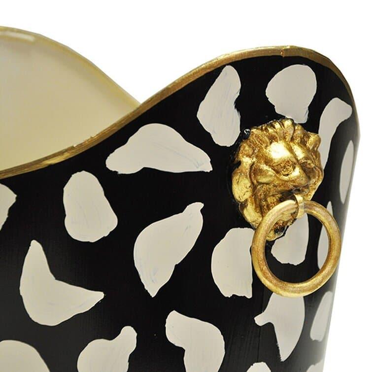 Hand Painted Leopard Print Waste Basket - MAIA HOMES