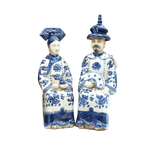 Hand Painted Qing Dynasty Sitting Emperor and Empress Figurines