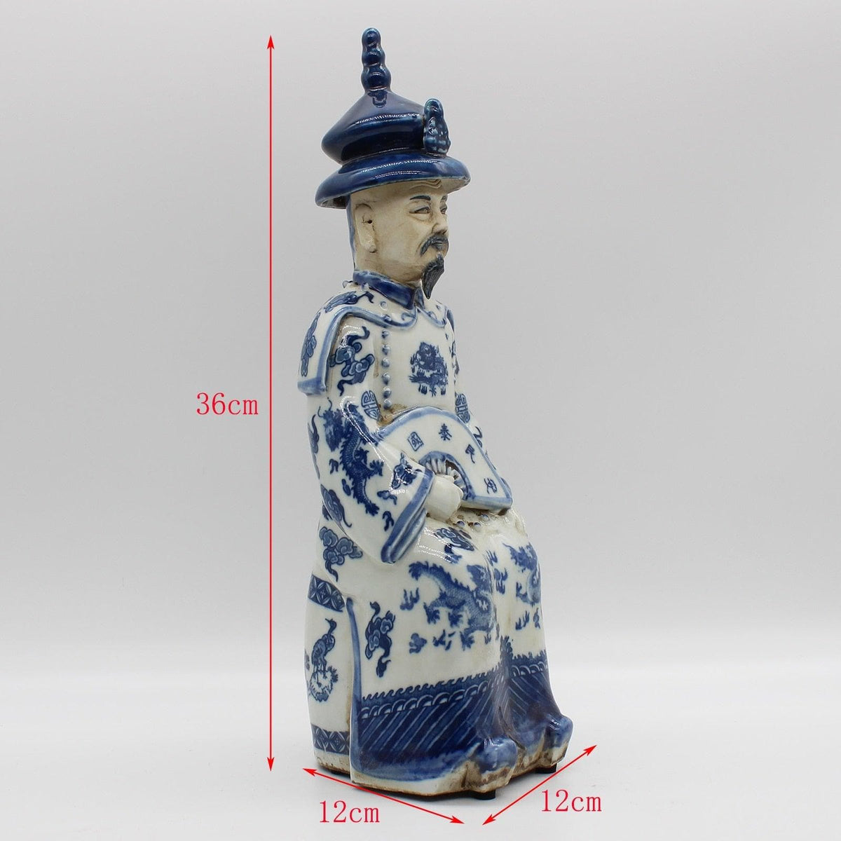 Hand Painted Qing Dynasty Sitting Emperor and Empress Figurines