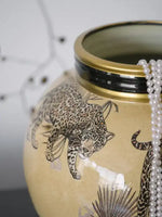 Hand-Painted Tiger Rosy Decorative Glazed Jar