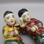 Hand Painted Traditional Chinese Men Figurines - 2 pcs