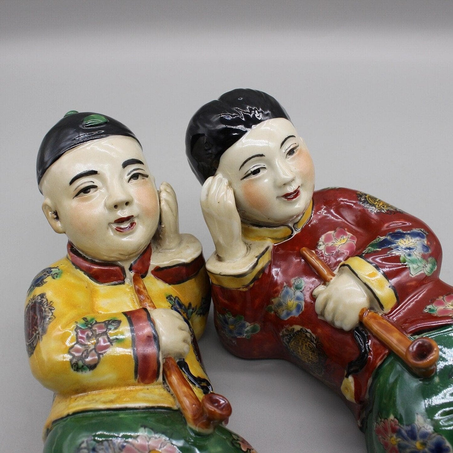 Hand Painted Traditional Chinese Men Figurines - 2 pcs - MAIA HOMES