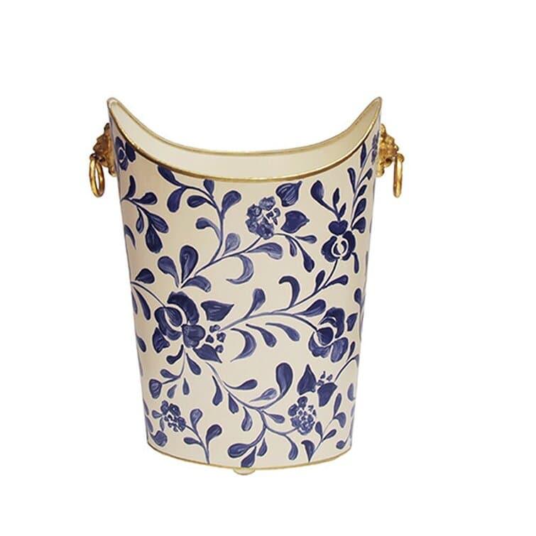 Hand Painted Vine Waste Basket - MAIA HOMES