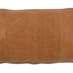 Hand Stitched Genuine Leather Lumbar Throw Pillow