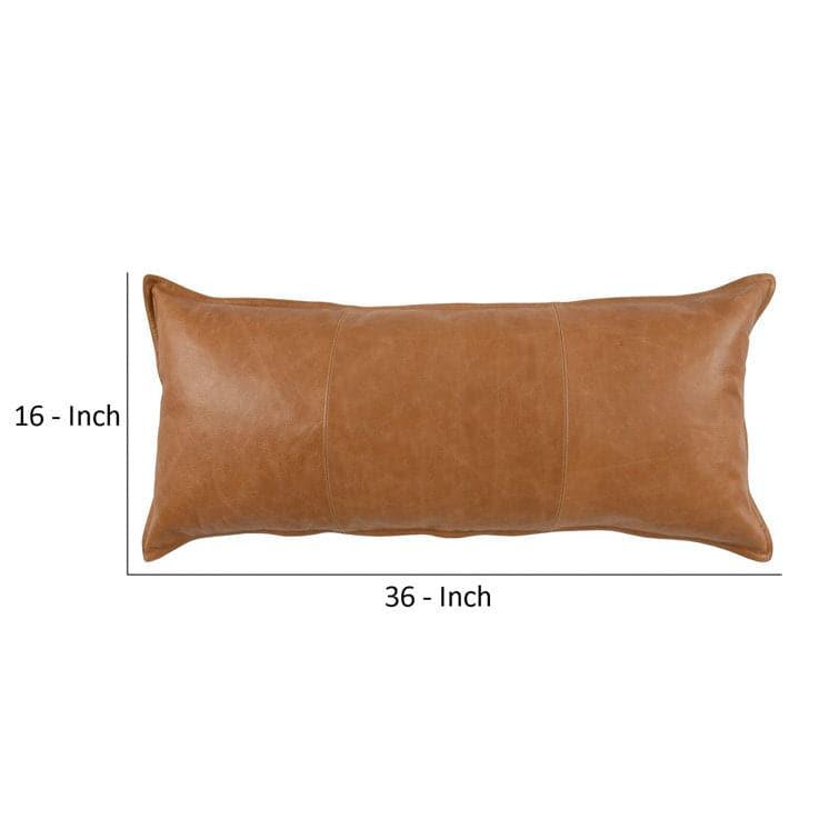 Hand Stitched Genuine Leather Lumbar Throw Pillow - MAIA HOMES