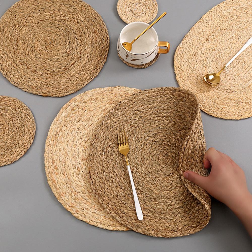 Hand Woven Bamboo Fiber Round Placemat - MAIA HOMES