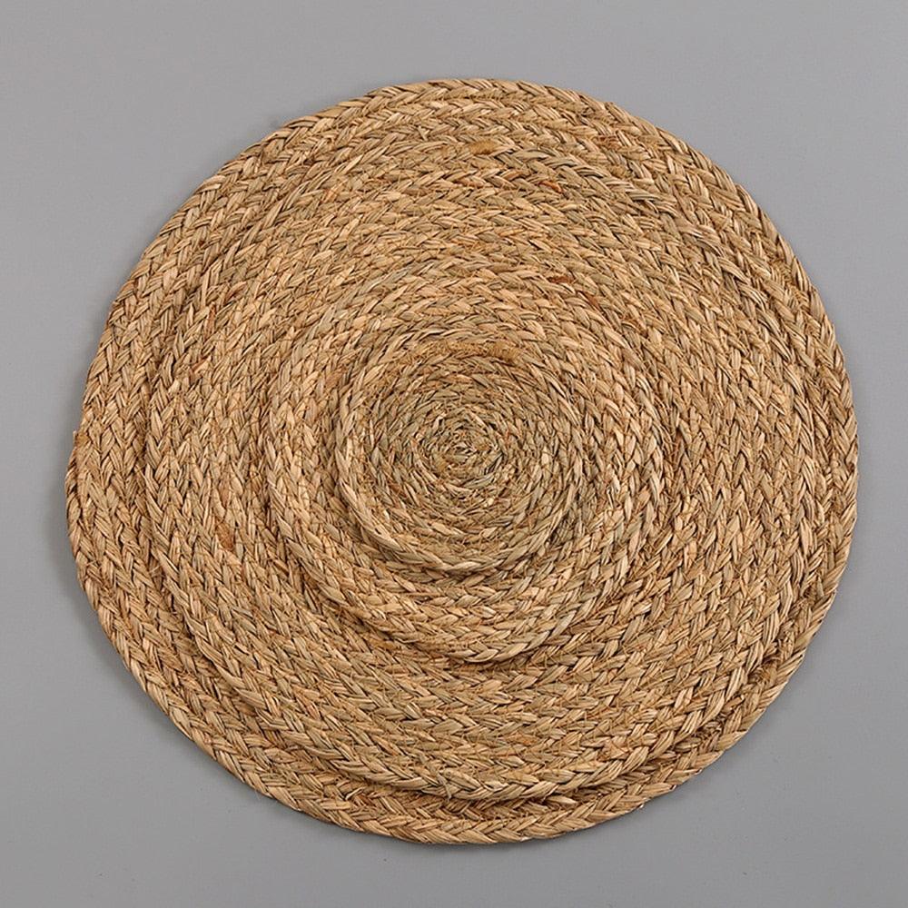 Hand Woven Bamboo Fiber Round Placemat Brown