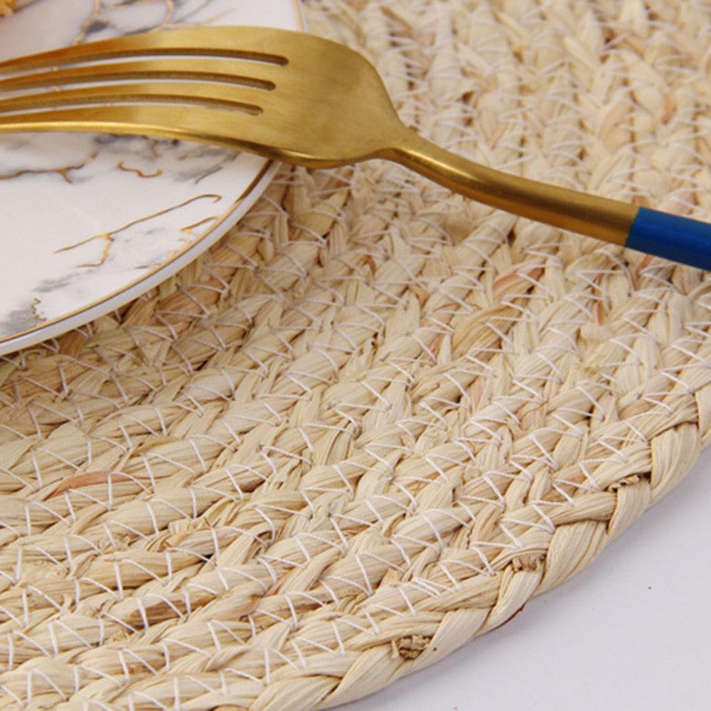 Hand Woven Bamboo Fiber Round Placemat - MAIA HOMES