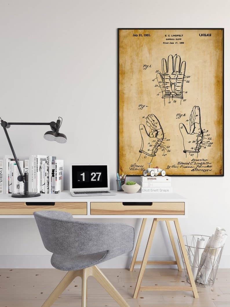 Handball Glove Patent Print| Framed Art Print