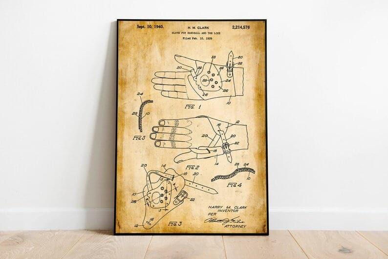 Handball Glove Patent Print| Framed Art Print