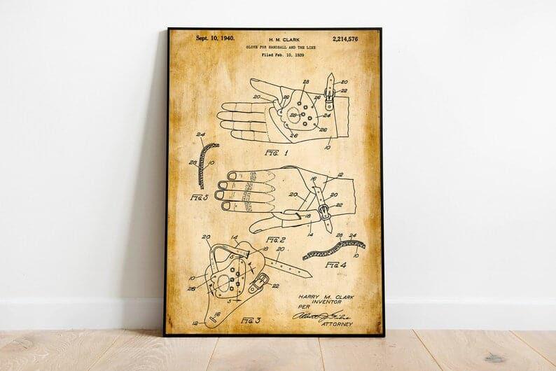 Handball Glove Patent Print| Framed Art Print - MAIA HOMES