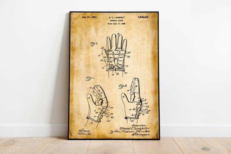 Handball Glove Patent Print| Framed Art Print