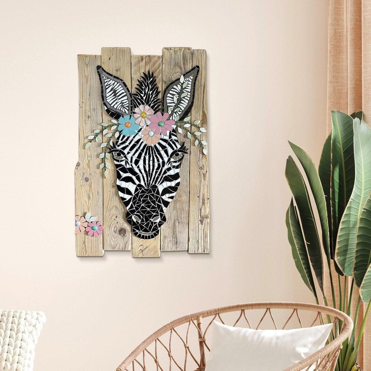 Handcrafted Mosaic Zebra Wall Art