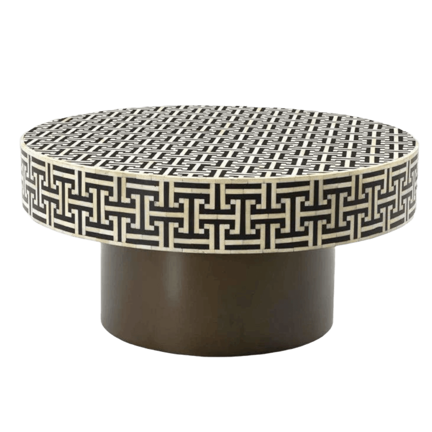 Handmade Bone Inlay Geometric Pattern Coffee Table