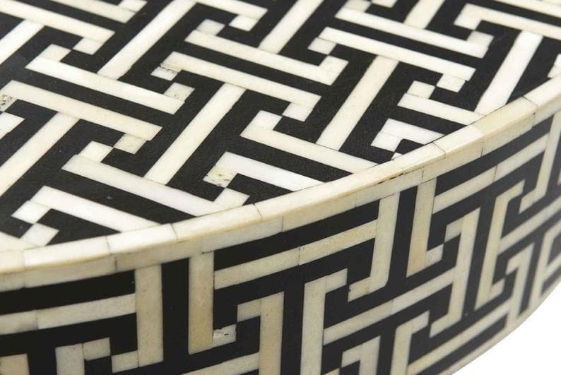 Handmade Bone Inlay Geometric Pattern Coffee Table