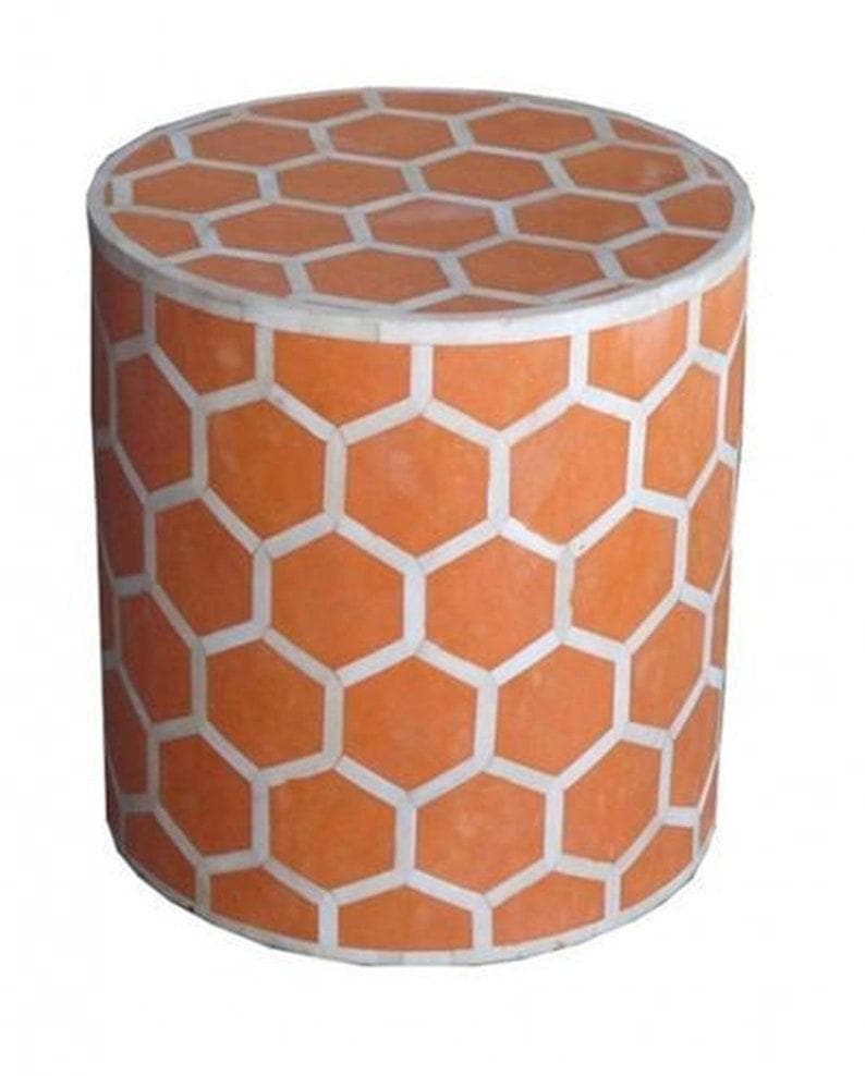 Handmade Bone Inlay Wooden Modern Bee Pattern Side table