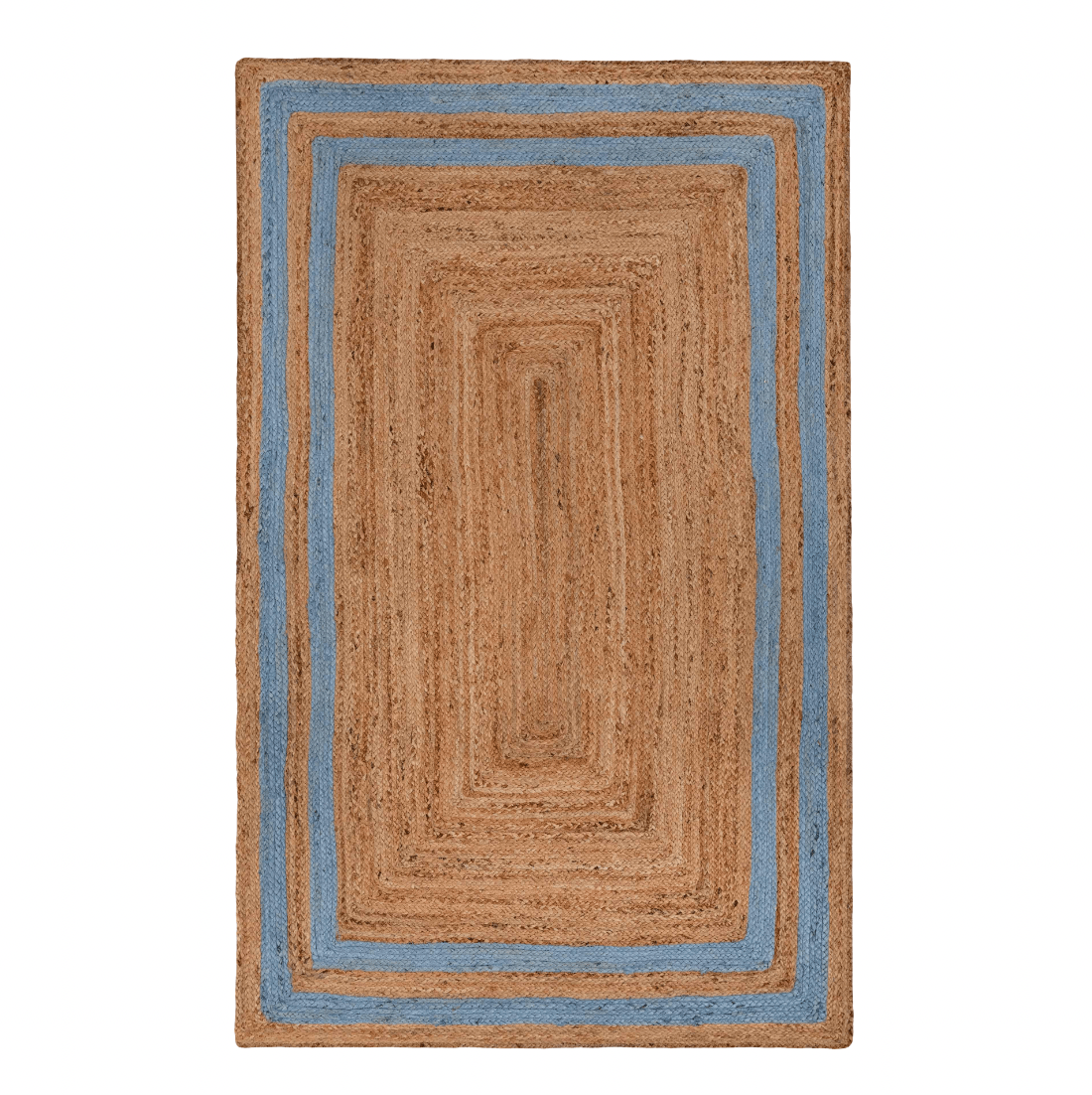 Handmade Chic Blue Borders Jute Rug