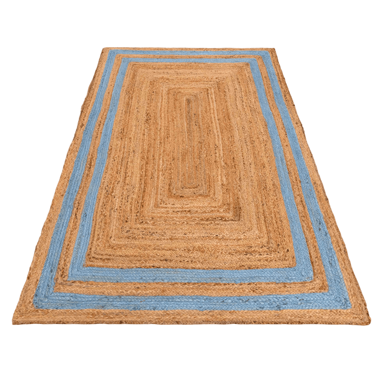 Handmade Chic Blue Borders Jute Rug