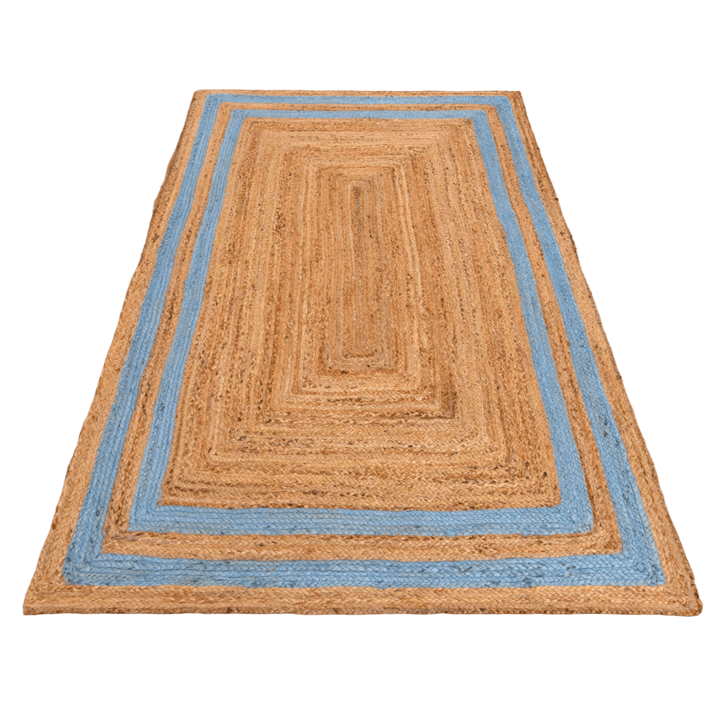 Handmade Chic Blue Borders Jute Rug