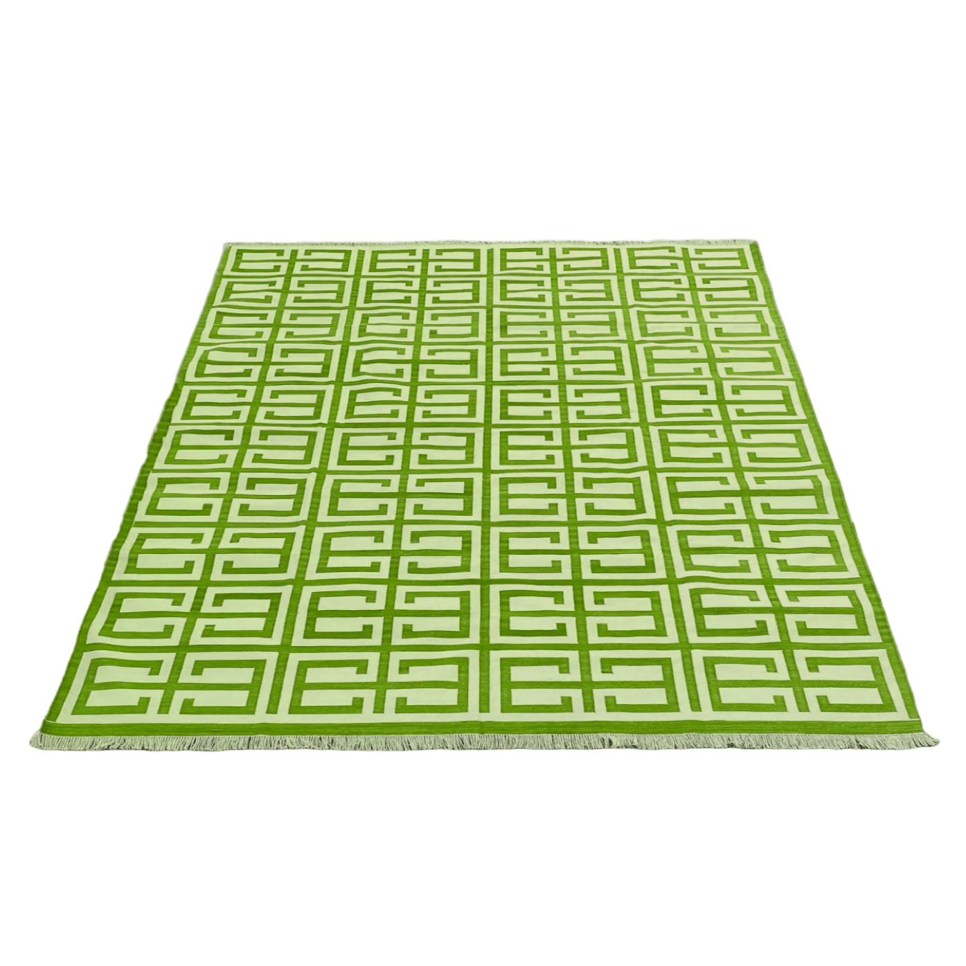 Handmade Chindian Dhurrie Cotton Reversible Rug - Green