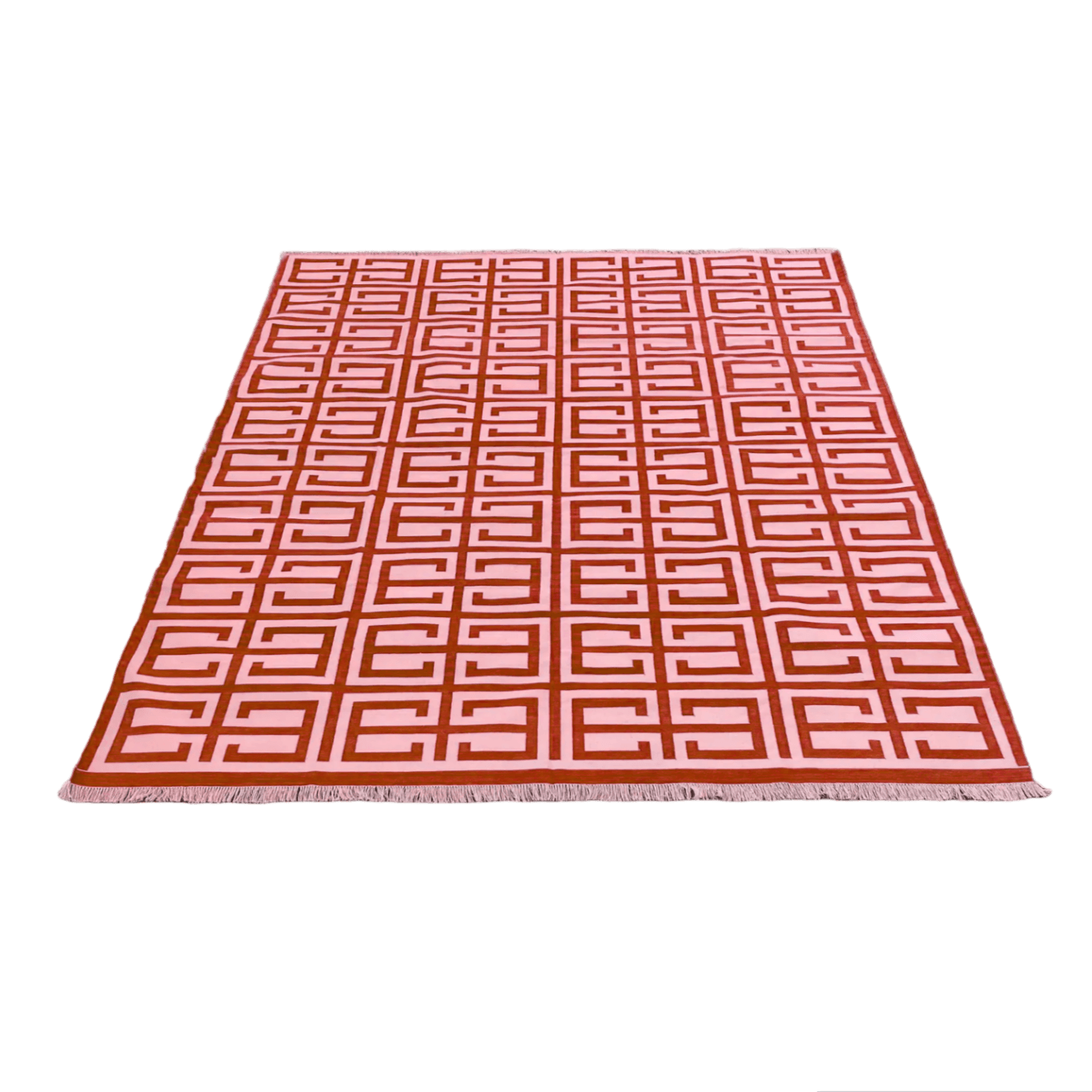 Handmade Chindian Dhurrie Cotton Reversible Rug - Red