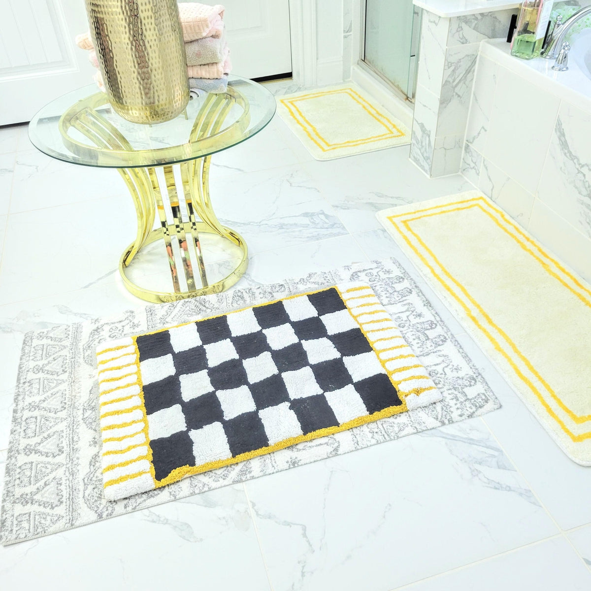 Handmade Cotton Checker Bathmat