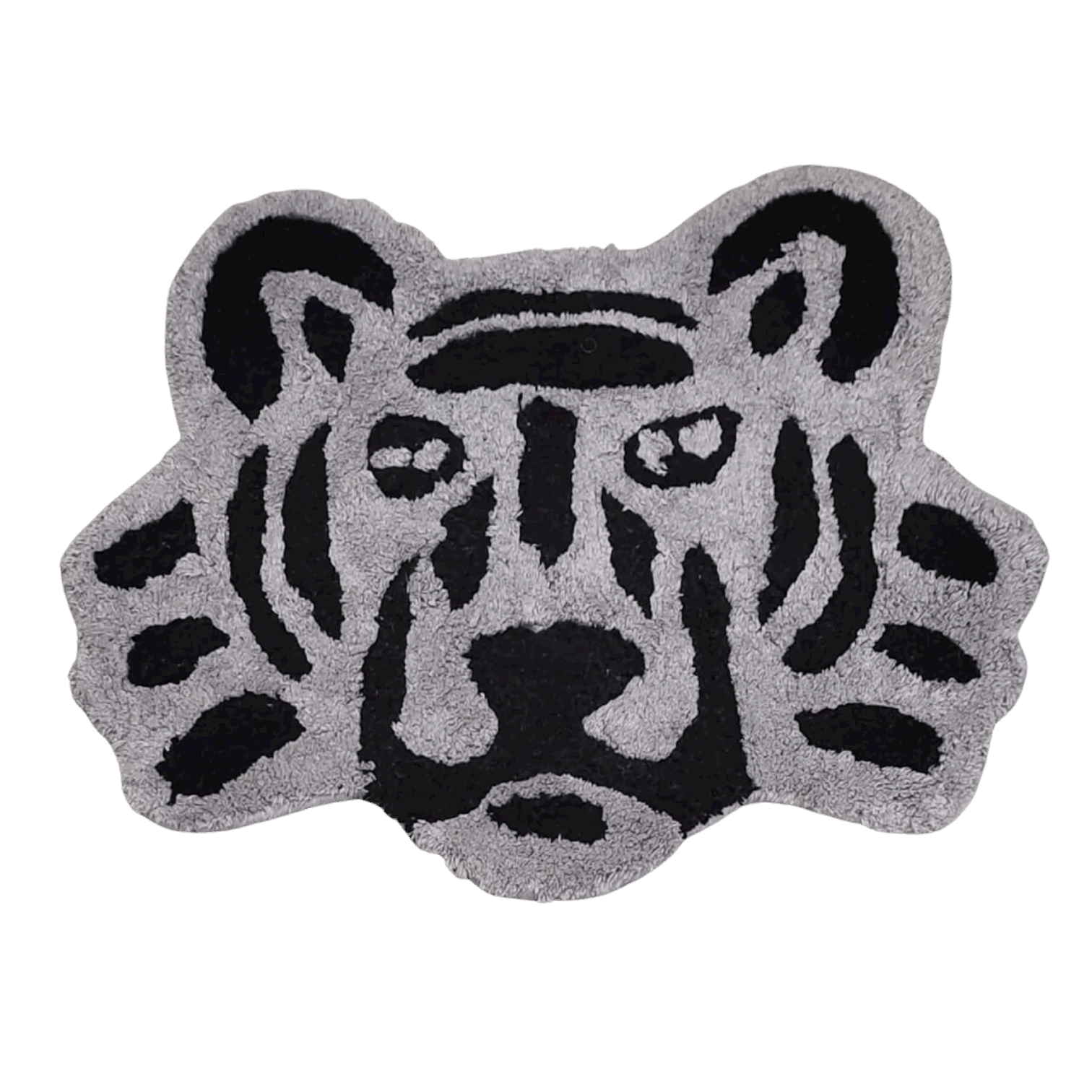 Handmade Cotton Lion Face Shaped Bath Rug Gray