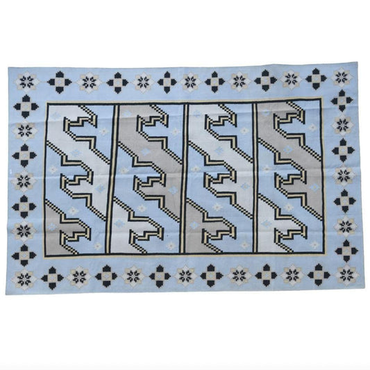 Handmade Lock and Key Indian Dhurrie Cotton Reversible Rug - MAIA HOMES